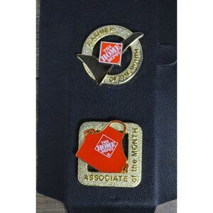 Home Depot Employee Pin Lot 2 Cashier Associate of Month Gold Tone Enamel